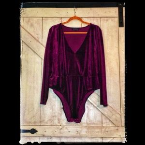 Size 22w Eloquii Burgundy Velvet Body Suit- Sexy!!